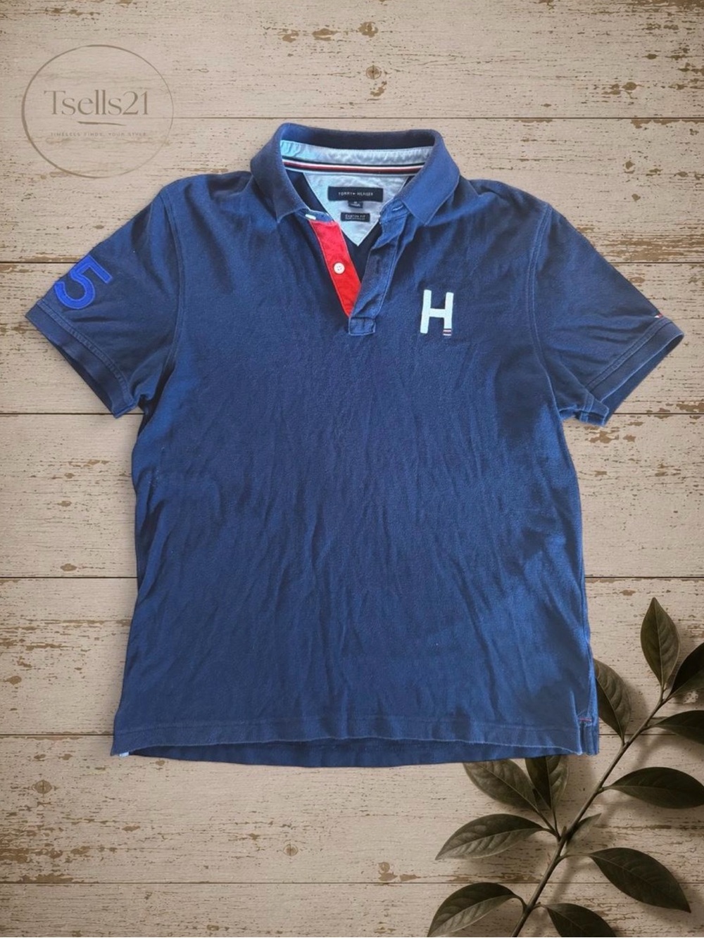 Tommy Hilfiger Navy Custom Fit Big Logo Polo Shirt - Size M